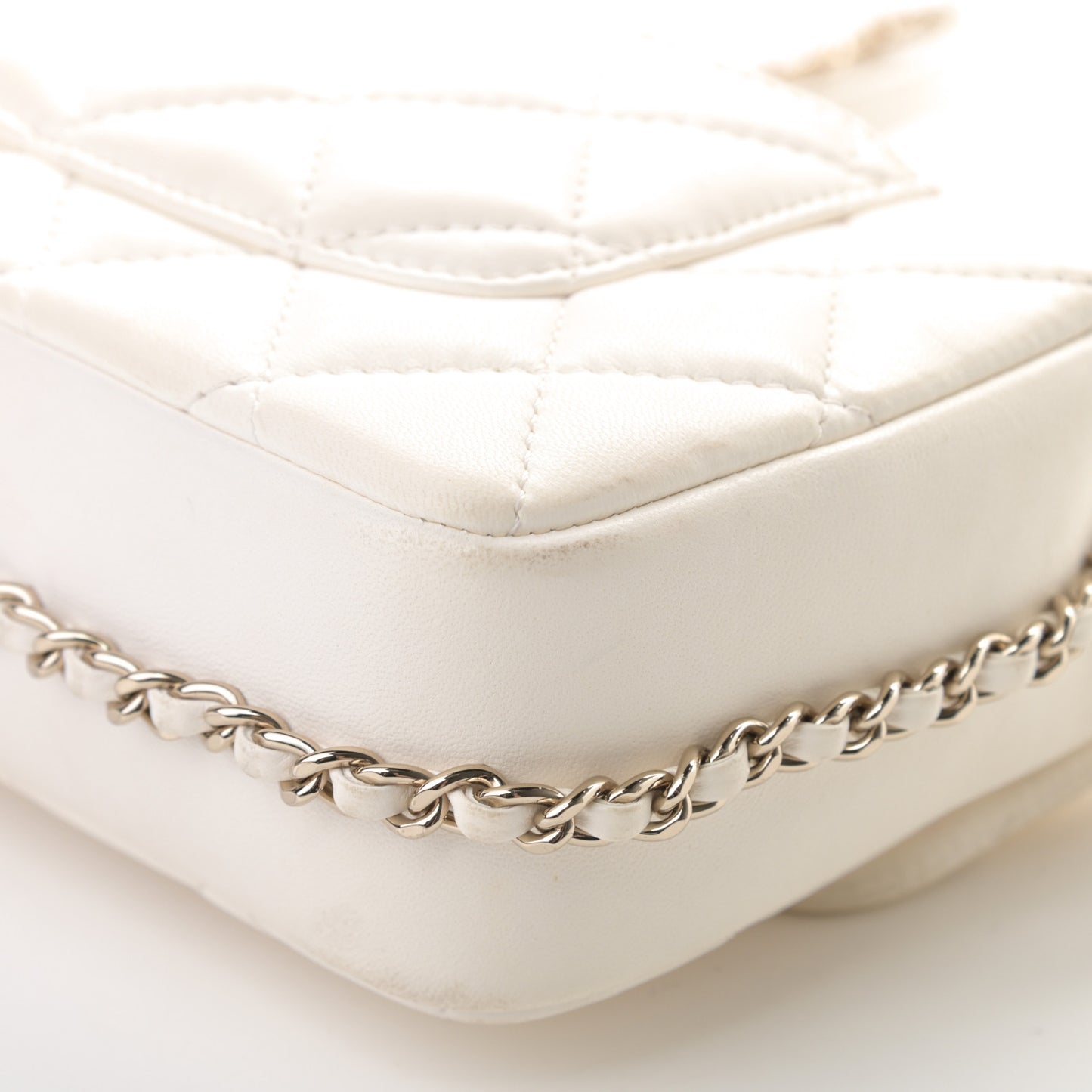 Lambskin Quilted Small My Precious Flap White