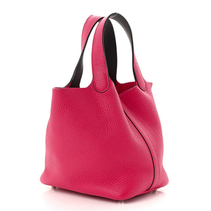 Hermes Taurillon Clemence Swift Eclat Picotin Lock 18 PM Framboise Rouge Sellier 3 of 11