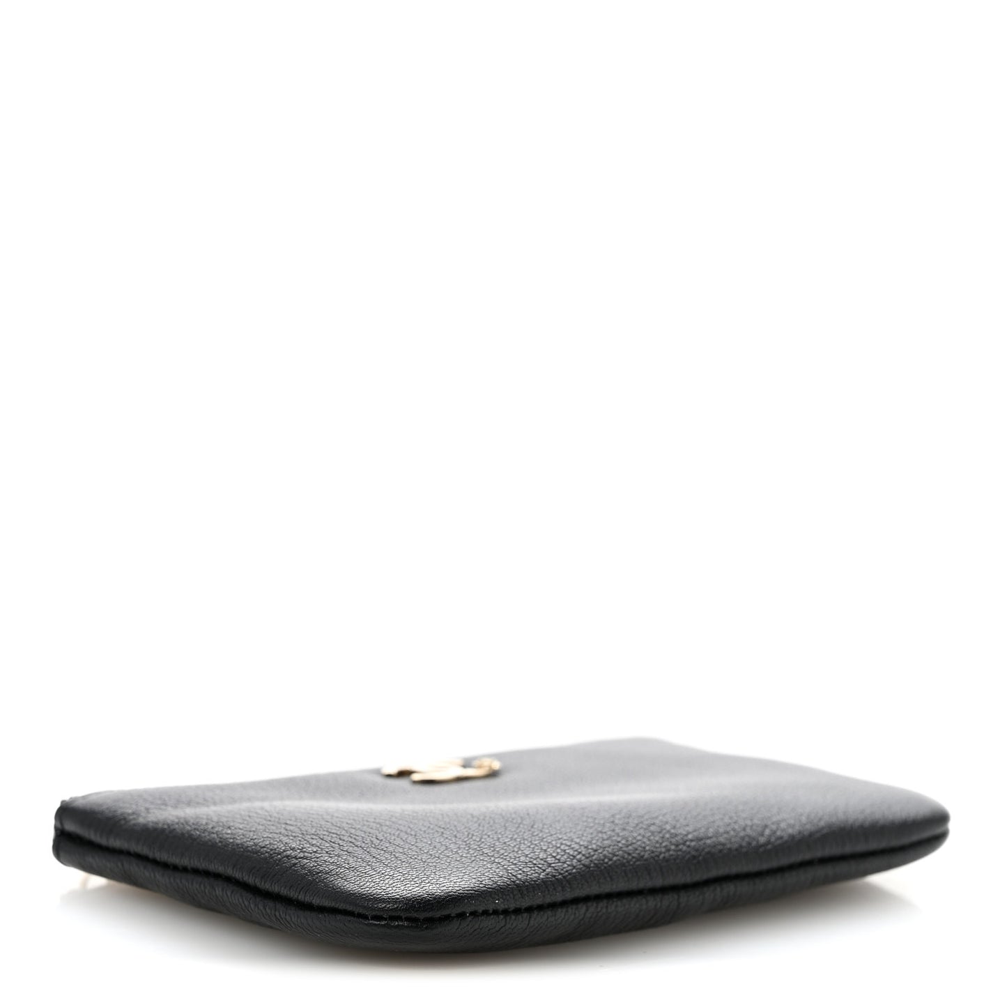 Goatskin Camellia CC Cosmetic Pouch Black