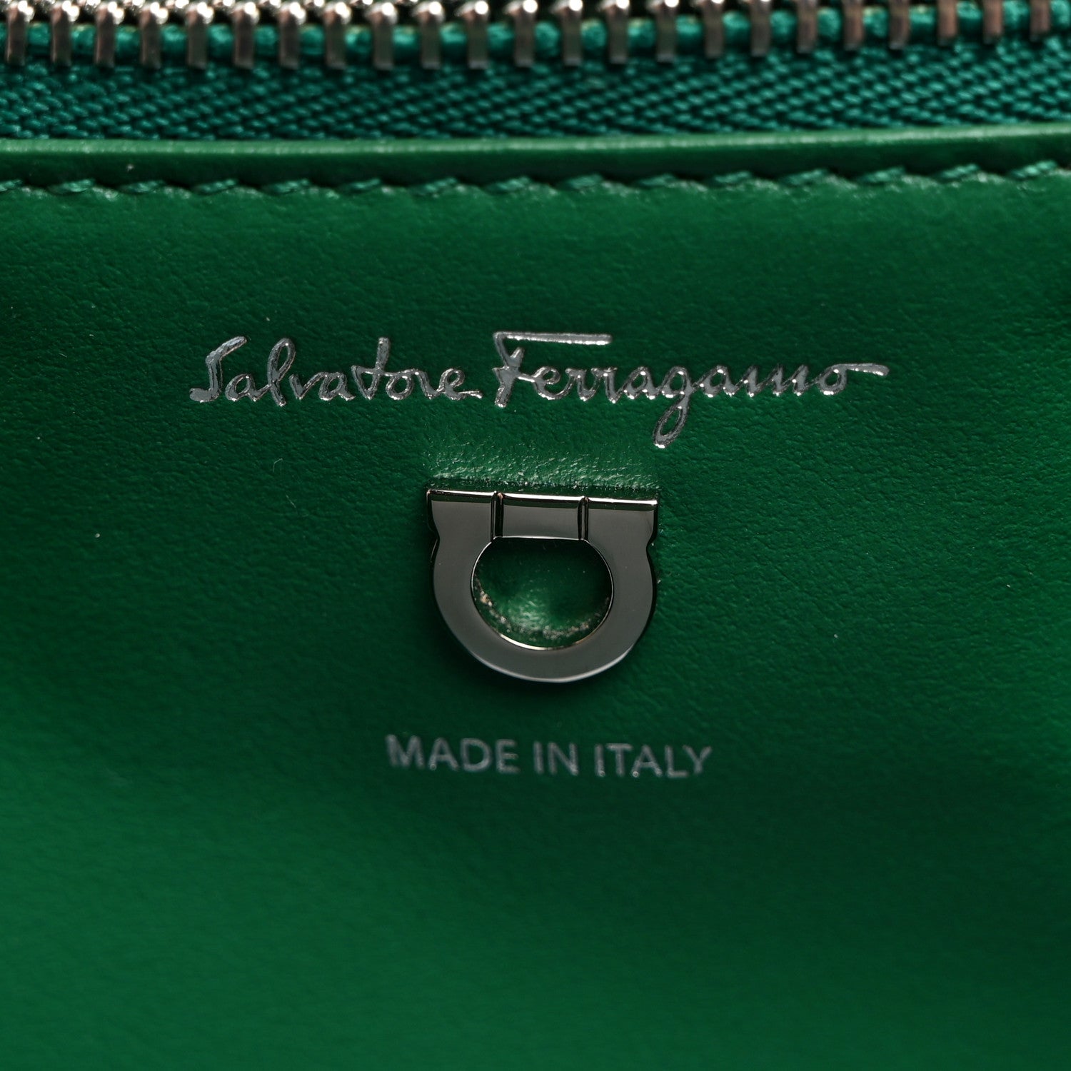 Salvatore Ferragamo Calfskin Reptile Embossed Joanne Crossbody Emerald Green 6 of 10