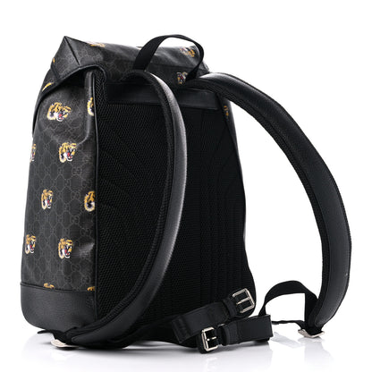 Gucci GG Supreme Monogram Azalea Calfskin Tigers Medium Retro Interlocking G Backpack Black 3 of 13