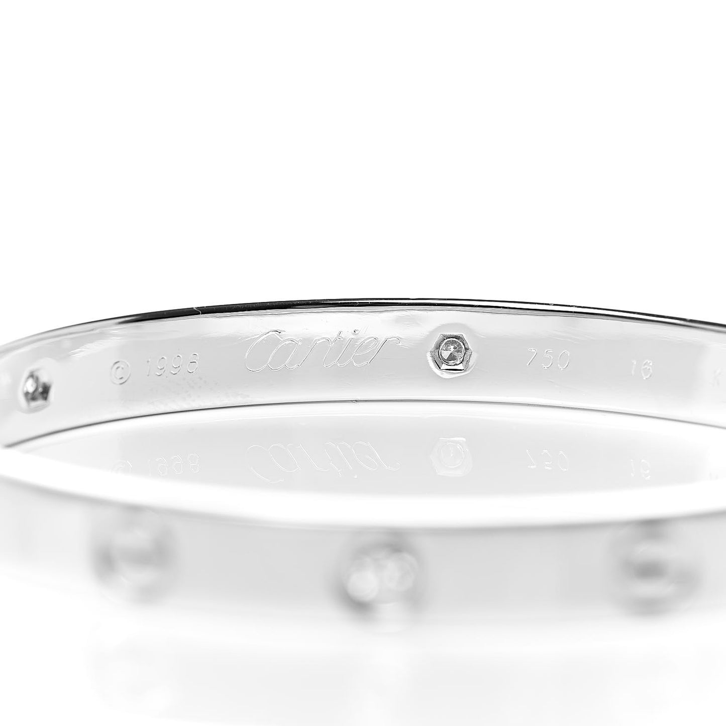 18K White Gold 6 Diamond LOVE Bracelet 16