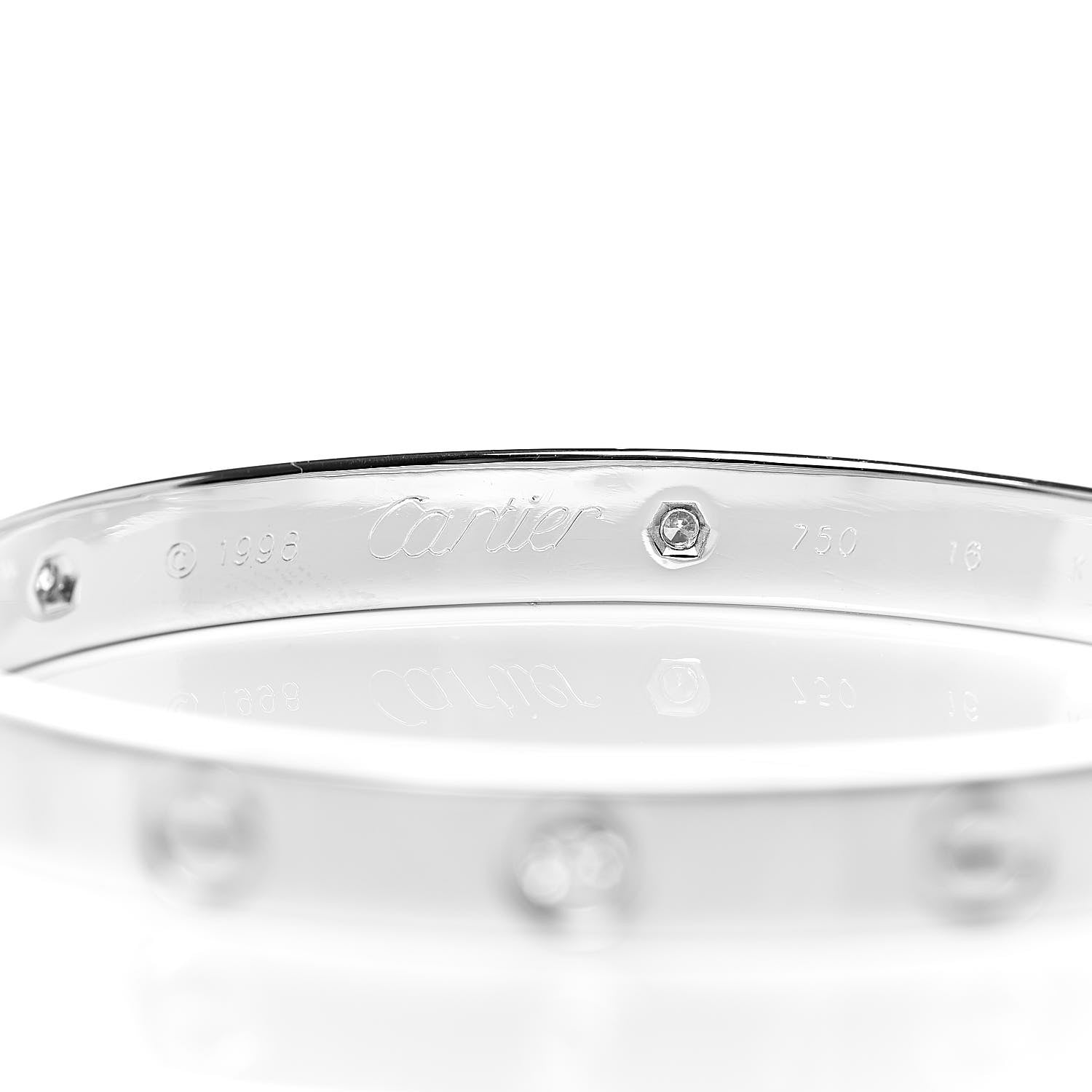 Cartier 18K White Gold 6 Diamond LOVE Bracelet 16 5 of 6