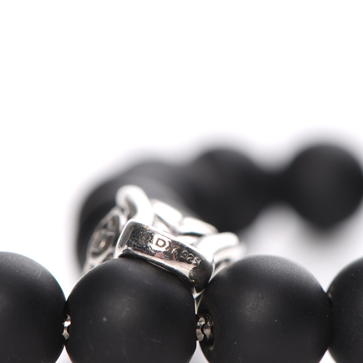 David Yurman Sterling Silver Black Onyx 8mm Spiritual Beads Bracelet 5 of 5
