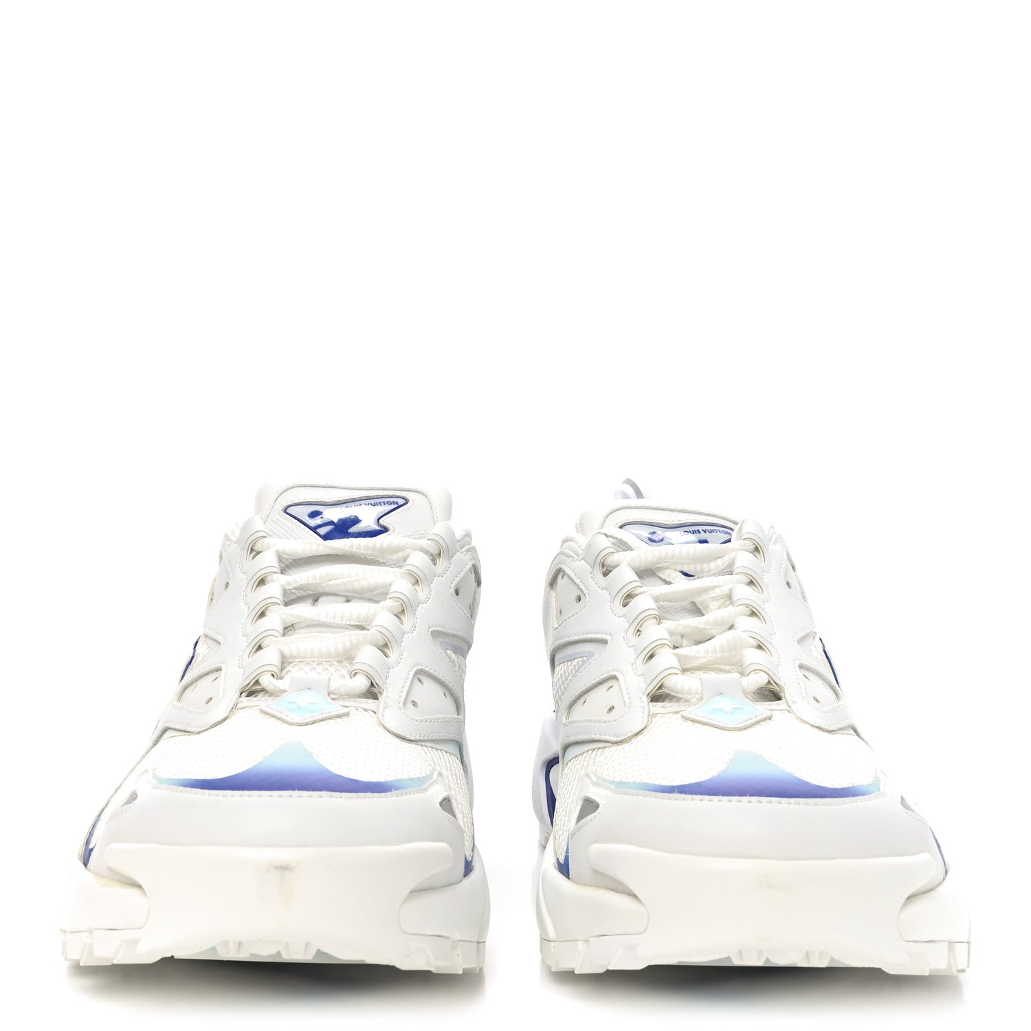 Louis Vuitton Calfskin Mesh Mens LV Runner Tatic Sneakers 11 Blue 3 of 8