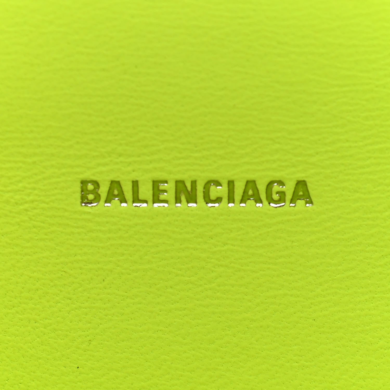 Balenciaga Shiny Calfskin Crocodile Embossed Hourglass Top Handle Bag XS Fluo Yellow 6 of 11