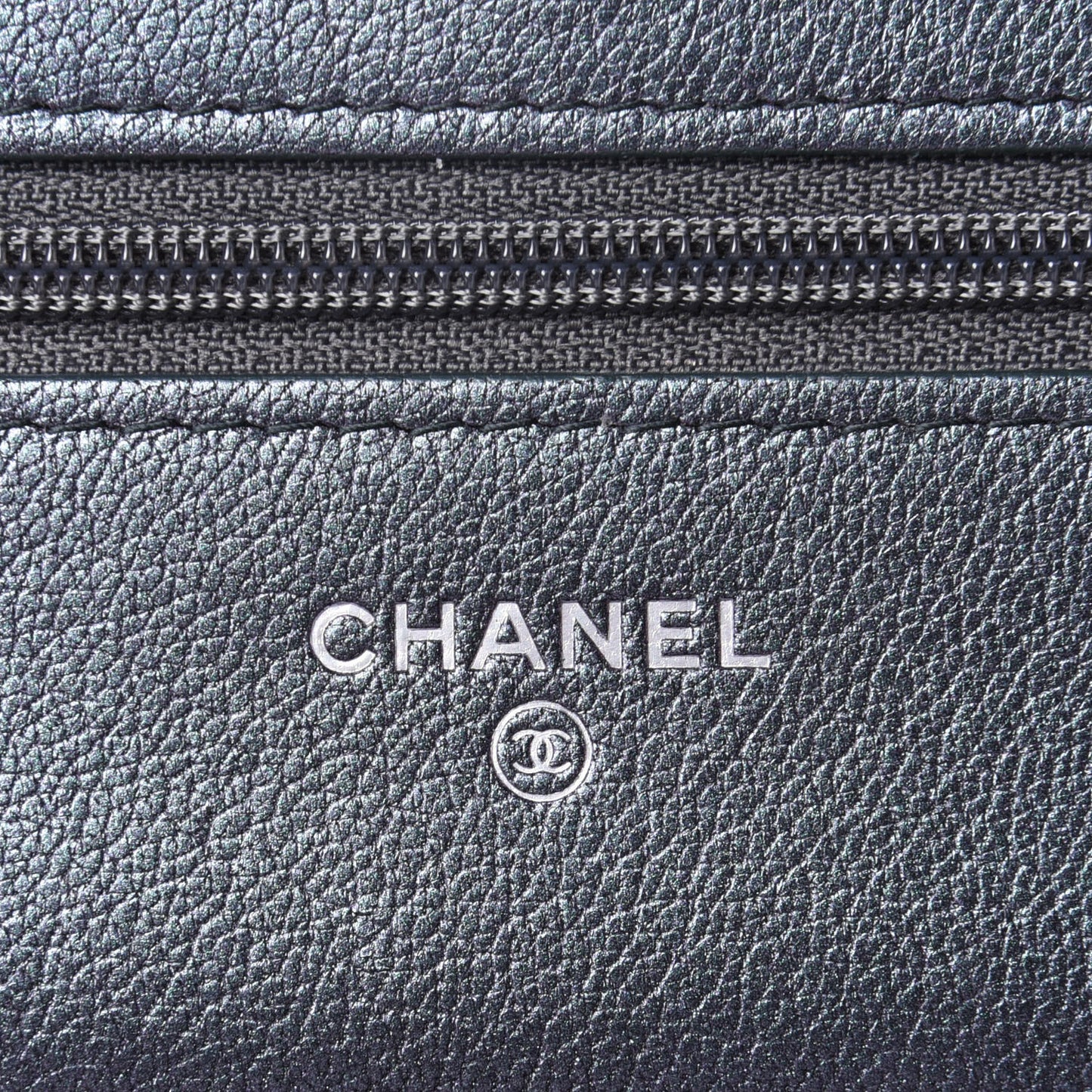 Iridescent Goatskin Quilted Wallet On Chain WOC Purple