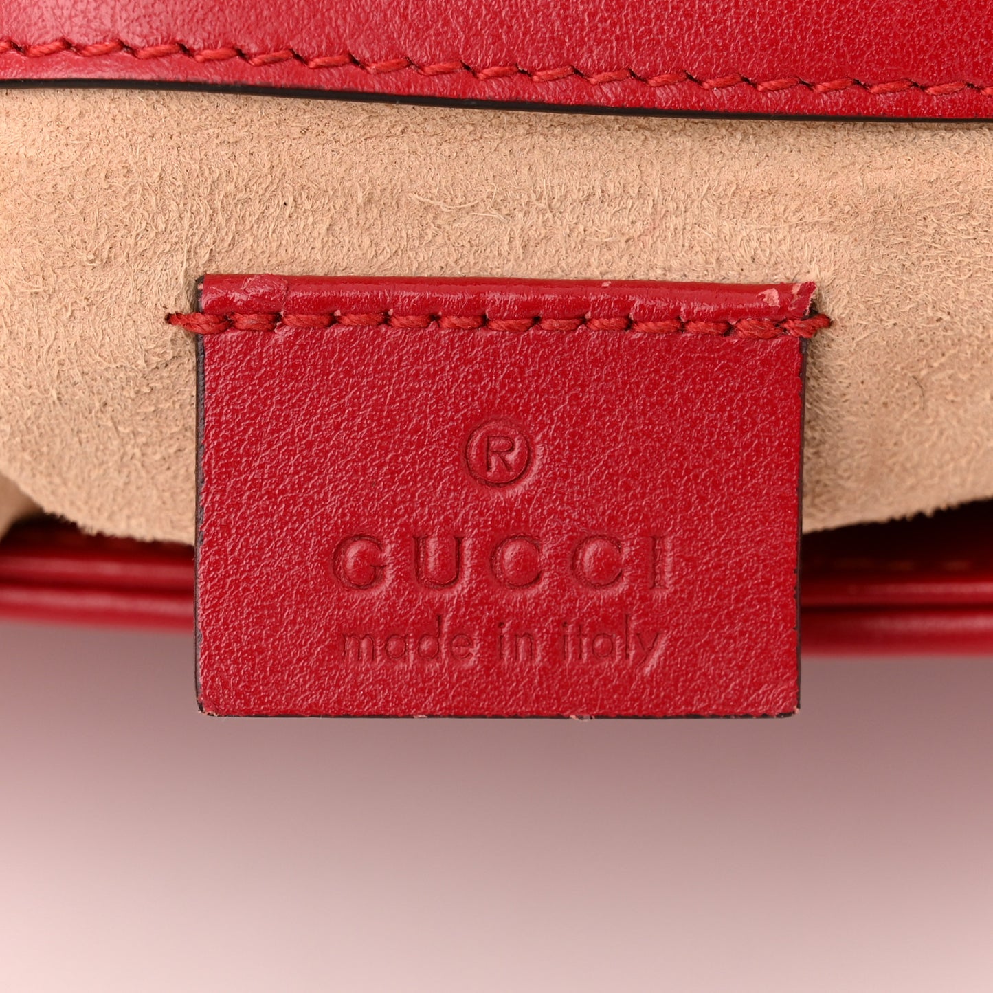 Calfskin Matelasse Mini GG Marmont Top Handle Shoulder Bag Hibiscus Red