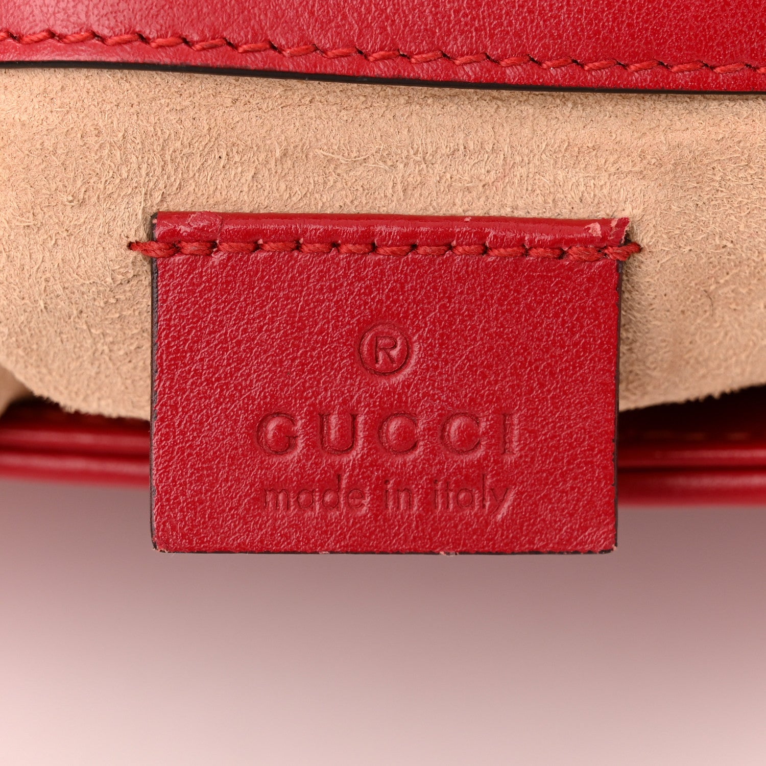 Gucci Calfskin Matelasse Mini GG Marmont Top Handle Shoulder Bag Hibiscus Red 6 of 10