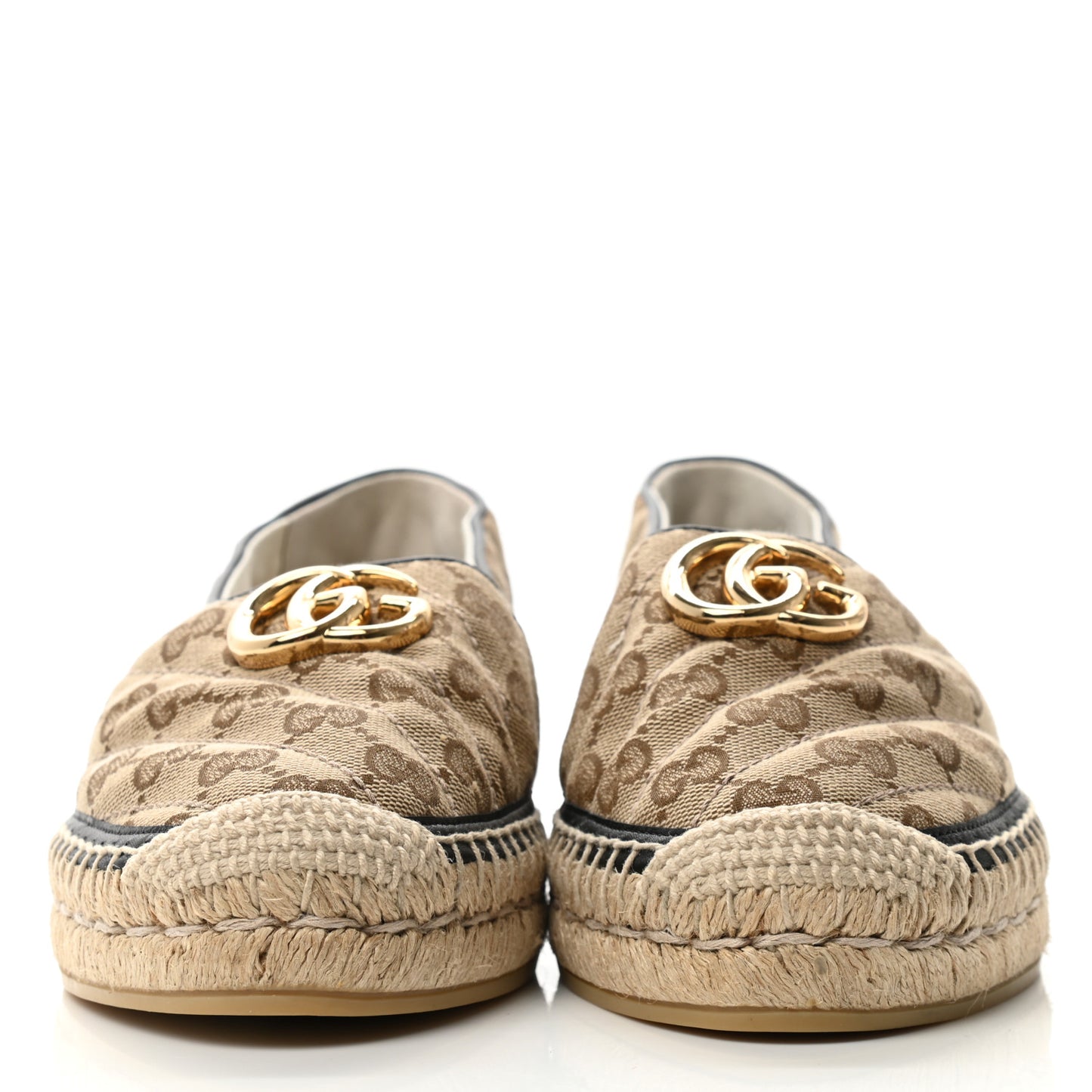 Monogram Matelasse Diagonal GG Marmont Espadrilles 39.5 Beige Ebony Black