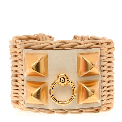 Hermes Wicker Swift Medor Picnic Cuff Bracelet T2 Nata 1 of 7