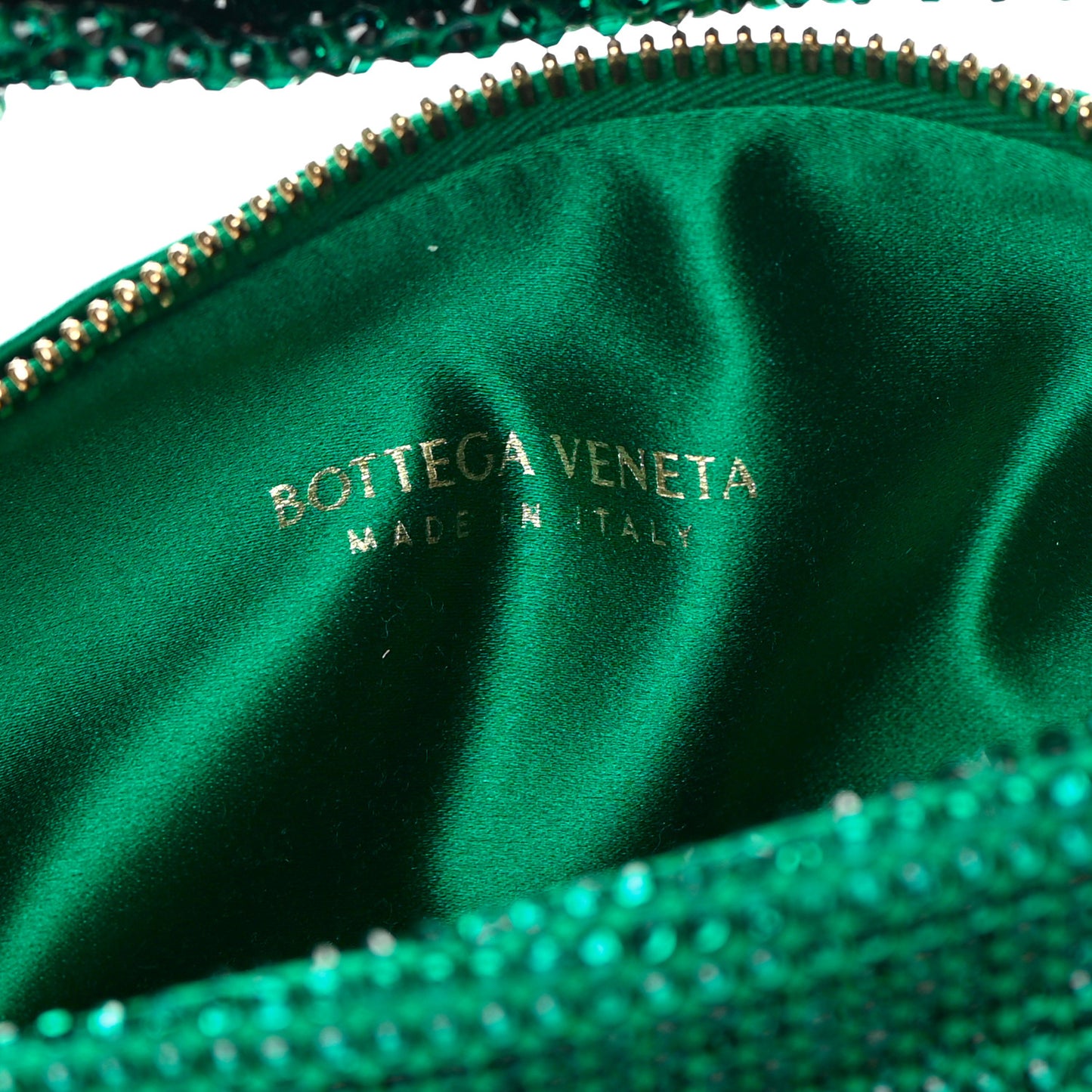 Crystal Embellished Satin Mini Hotfix Jodie Emerald