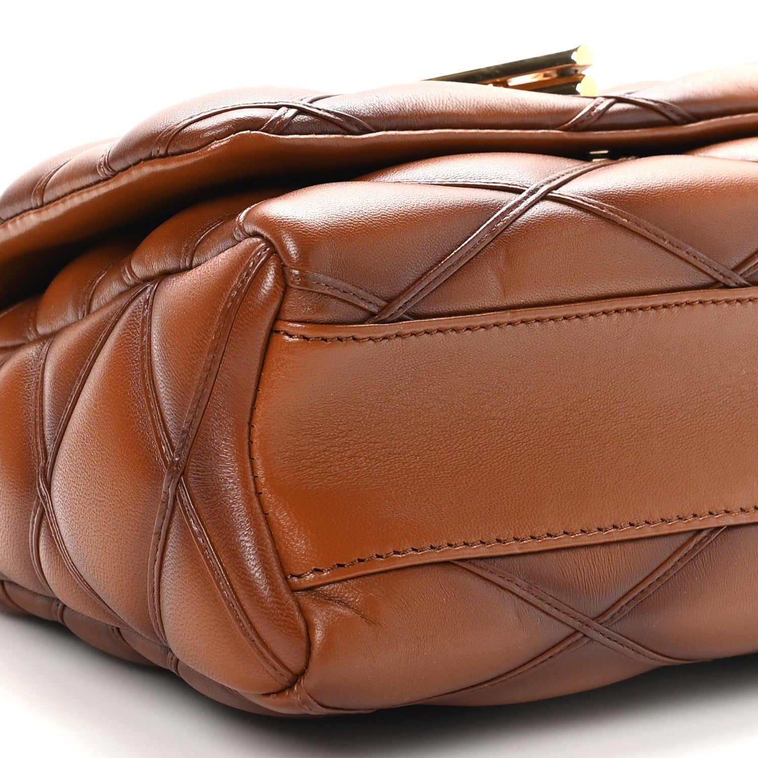 Louis Vuitton Lambskin Malletage Top Handle GO-14 MM Tan 9 of 11