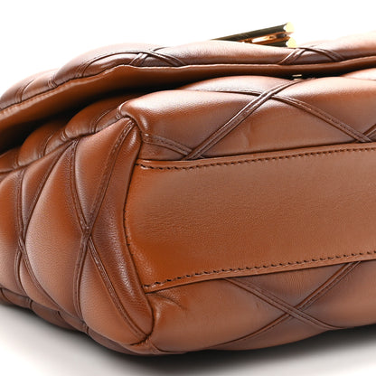 Louis Vuitton Lambskin Malletage Top Handle GO-14 MM Tan 9 of 11