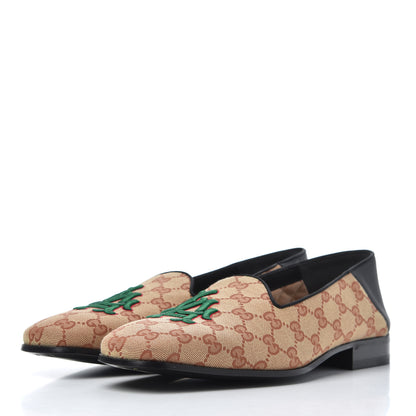 Gucci X MLB GG Monogram LA Dodgers Embroidered Mens Loafers 8.5 Beige Ruggine Black 3 of 12