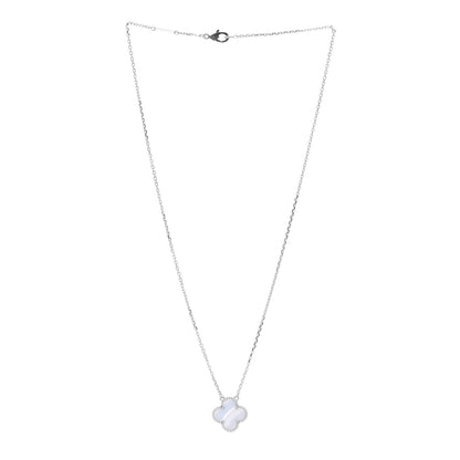 Van Cleef & Arpels 18K White Gold Chalcedony Vintage Alhambra Pendant Necklace 3 of 5