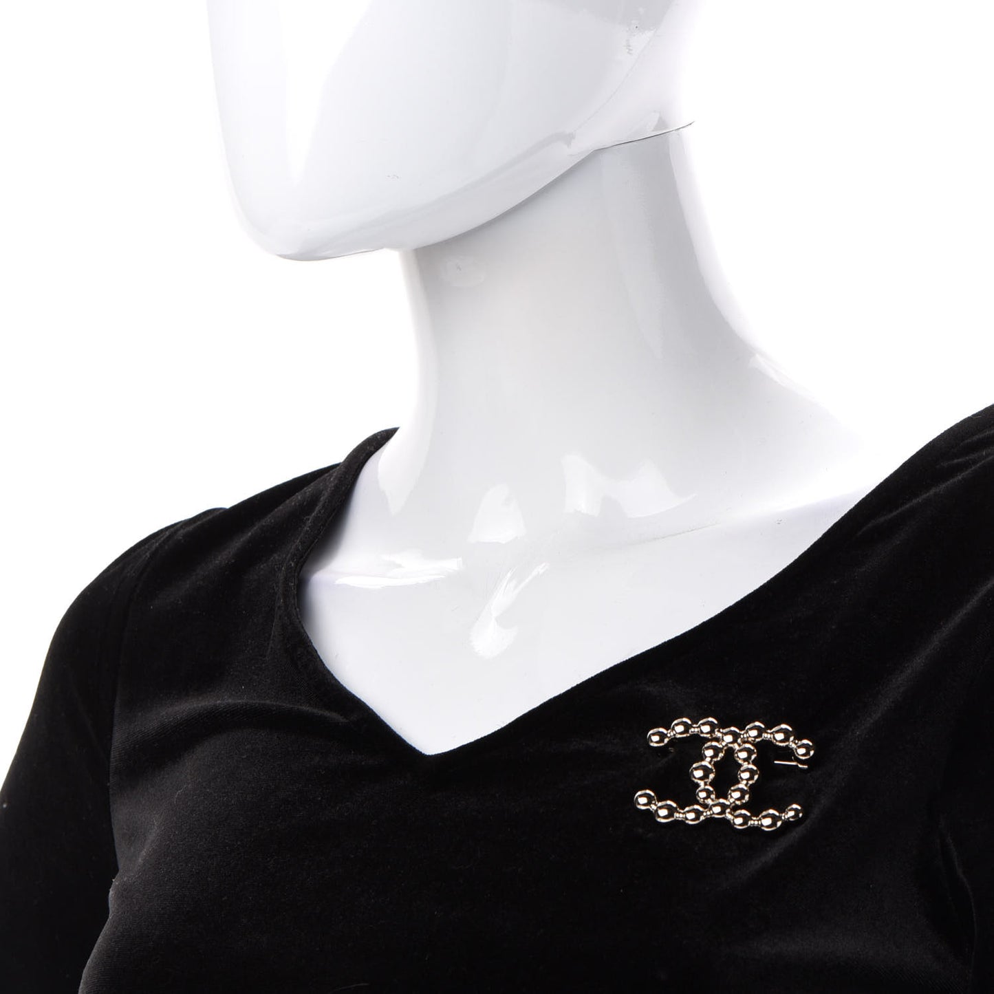 Metal Beaded CC Brooch Gold