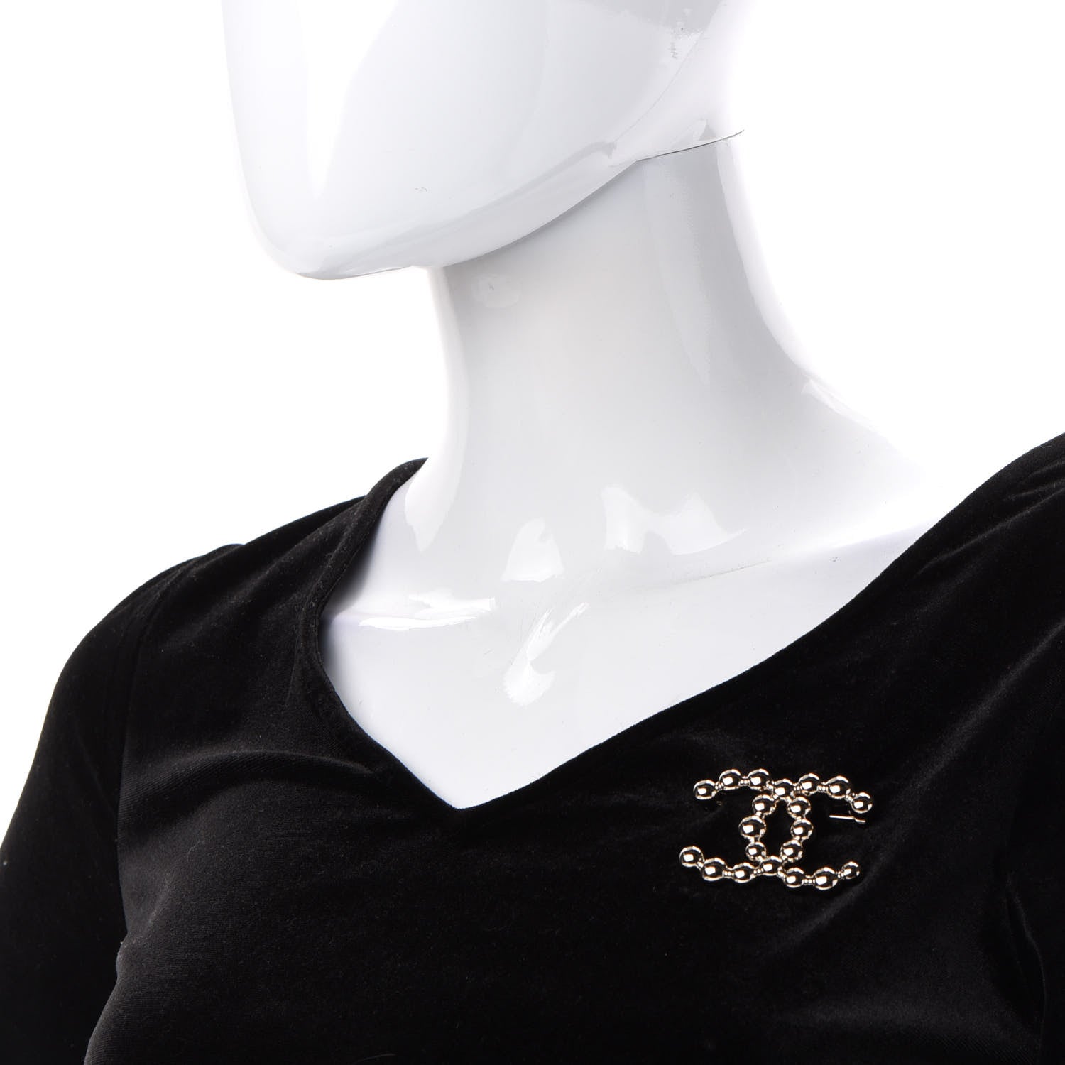 Chanel Metal Beaded CC Brooch Gold 2 of 4