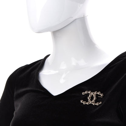 Chanel Metal Beaded CC Brooch Gold 2 of 4