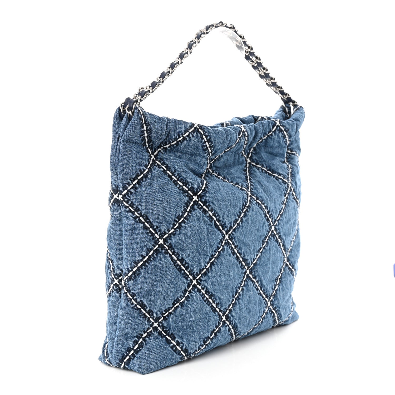 Chanel Stitched Denim Quilted Chanel 22 Blue 4 of 11