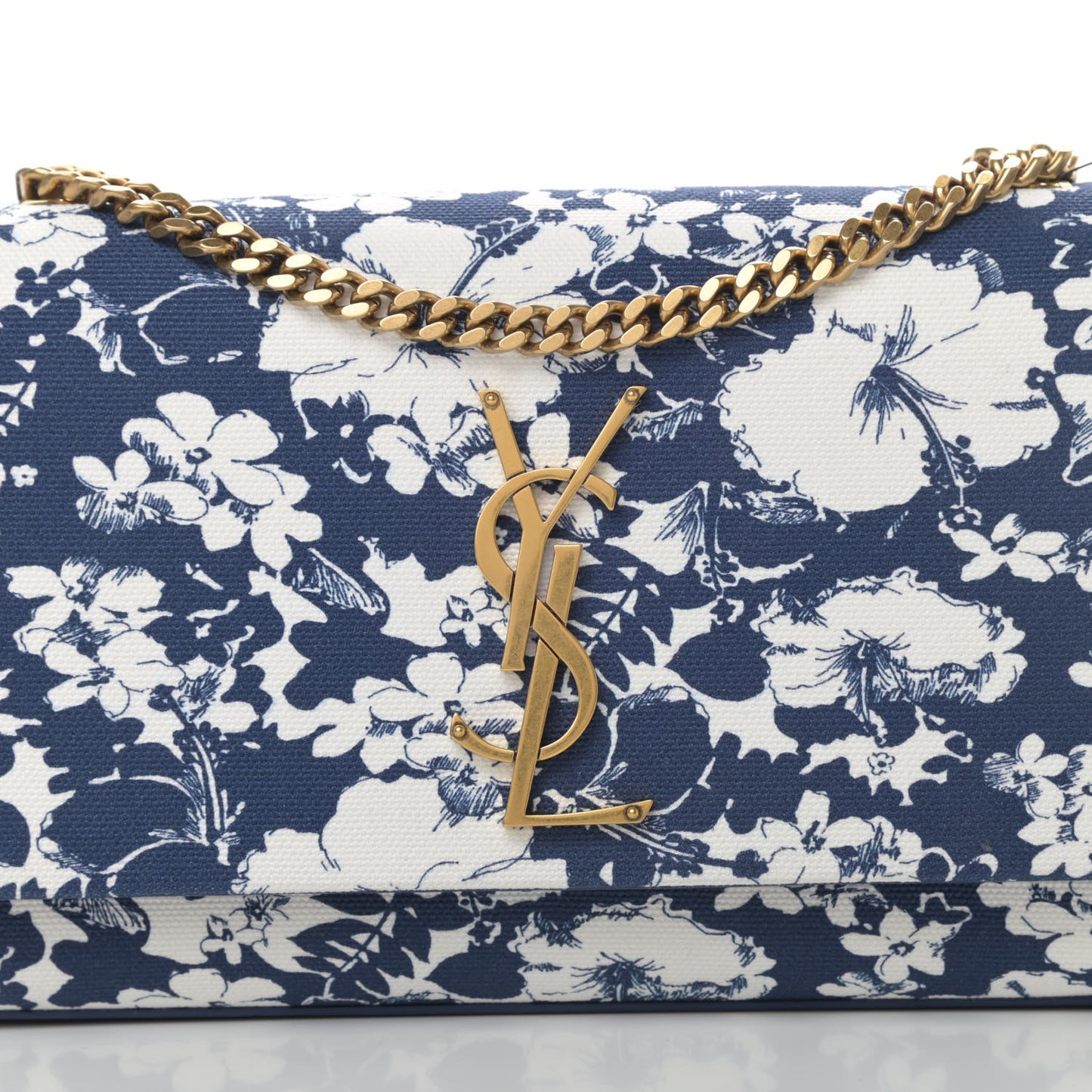 Canvas Small Monogram Hibiscus Print Kate Satchel Blue