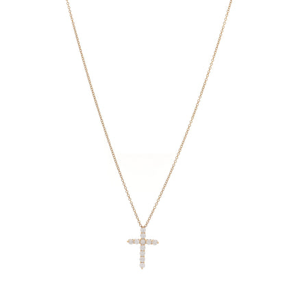 Tiffany 18K Yellow Gold Diamond Small Cross Pendant Necklace 1 of 6