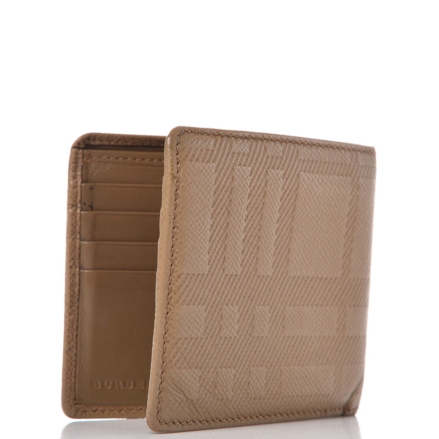 London Grainy Check Embossed Billfold Wallet Camel