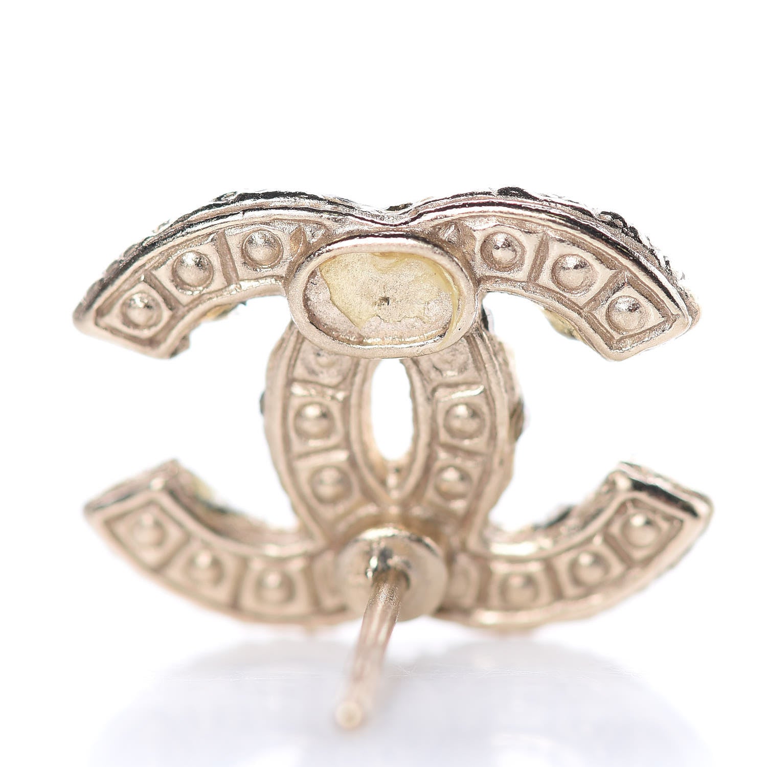 Chanel Metal Graduated Pearl Crystal CC Earrings Light Gold 4 of 7