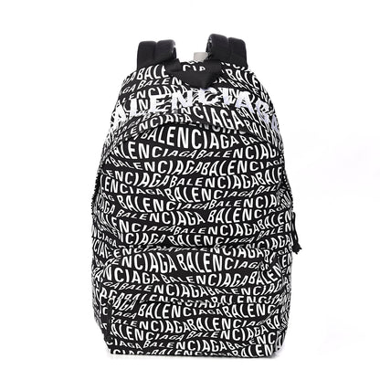 Balenciaga Nylon Wave Logo Printed Wheel Backpack Black White 1 of 10