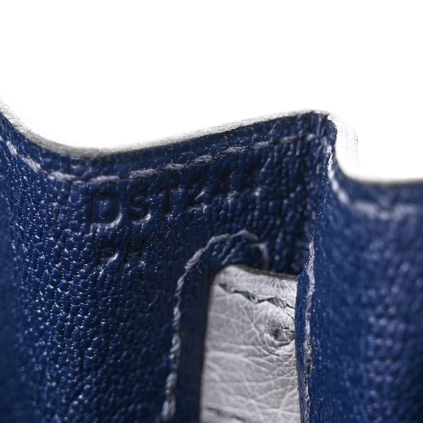 Ostrich Horseshoe Kelly Sellier 28 Bleu Iris Gris Agate