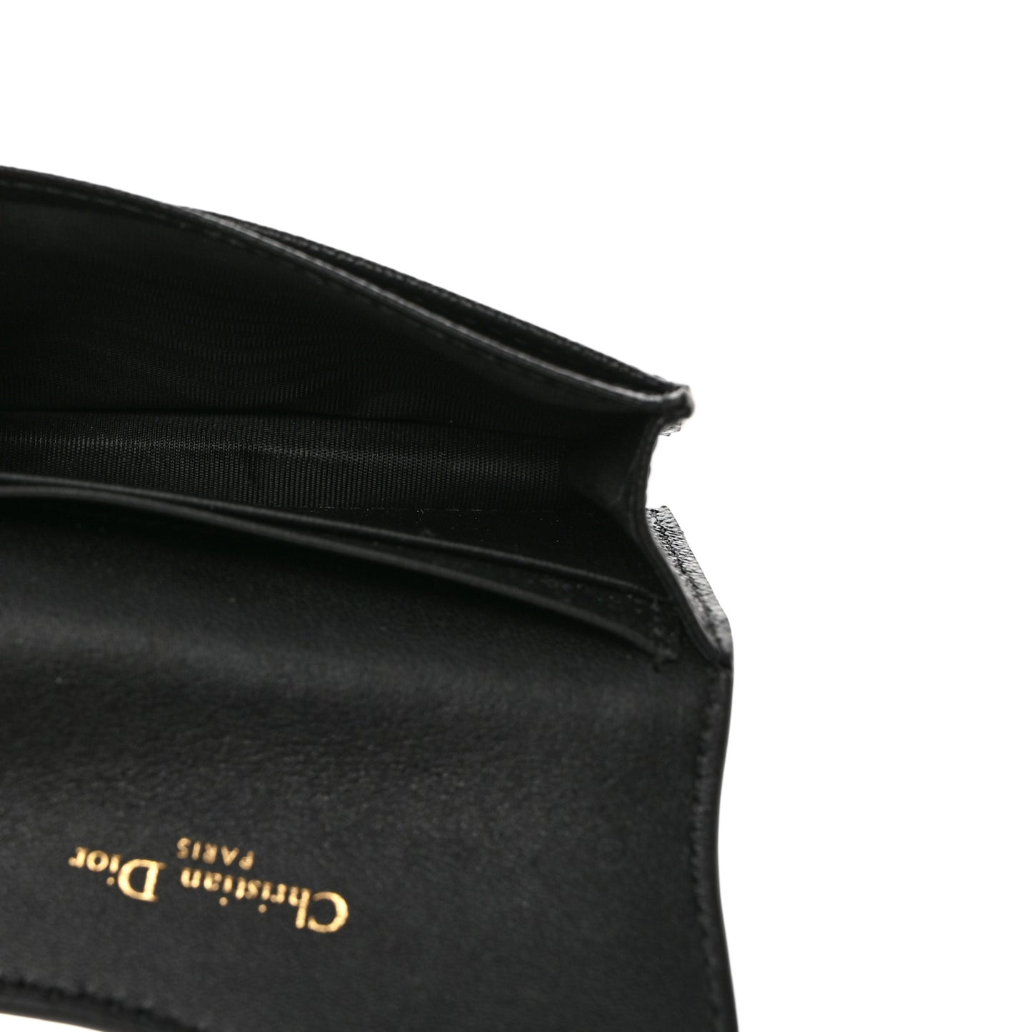 Grained Calfskin Saddle Card Holder Black