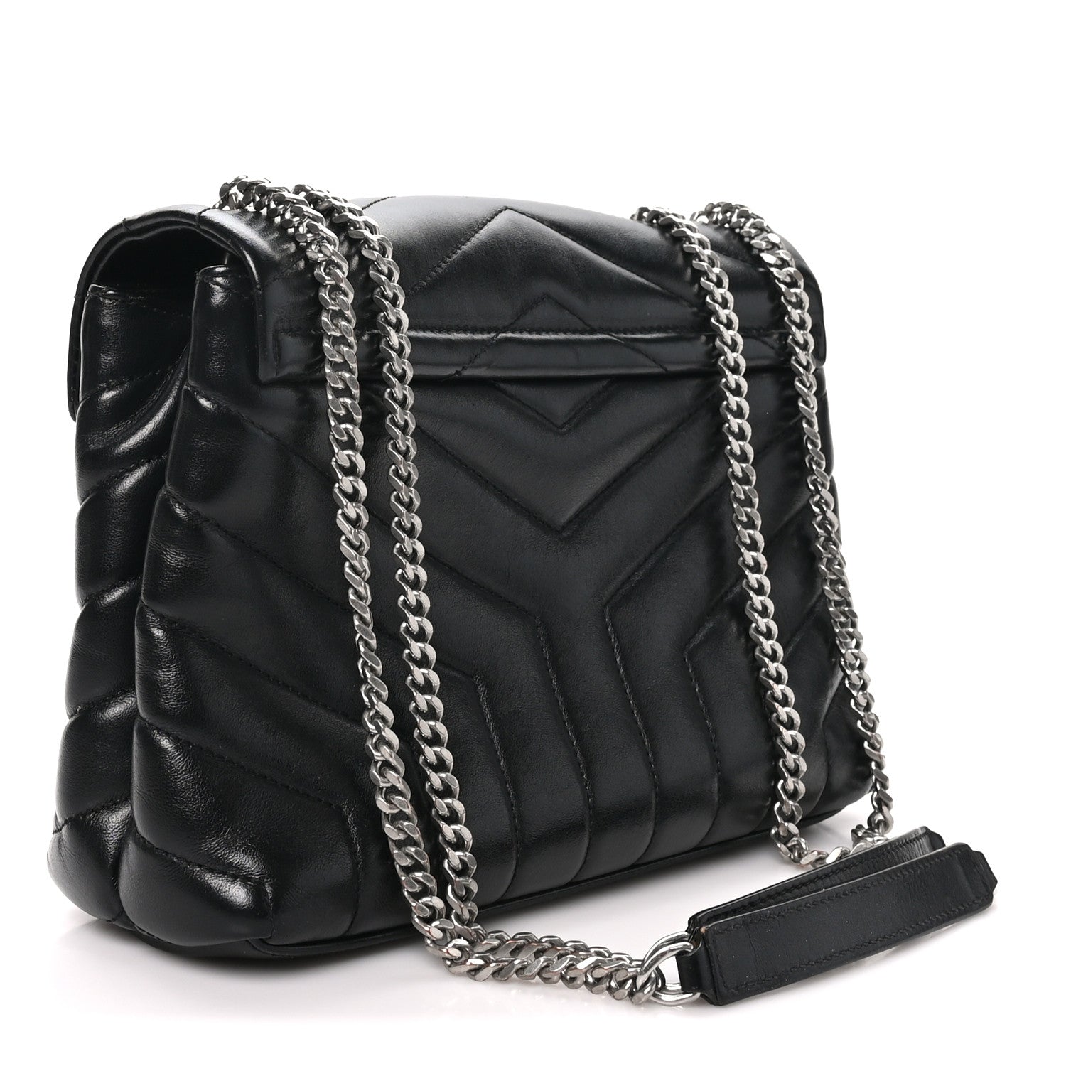 Saint Laurent Calfskin Y Quilted Monogram Small Loulou Chain Satchel Black 3 of 9