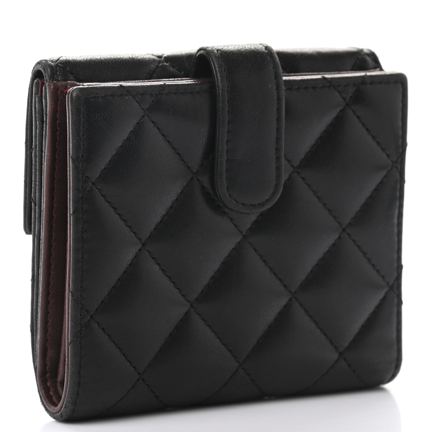 Chanel Lambskin Quilted Compact French Flap Wallet Black 3 of 7