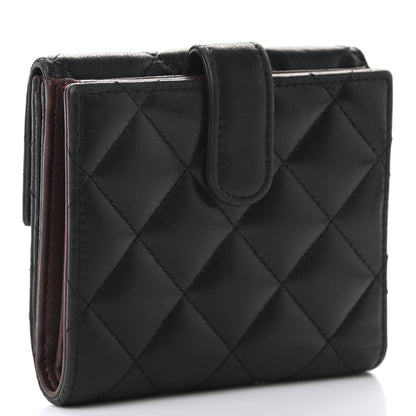 Chanel Lambskin Quilted Compact French Flap Wallet Black 3 of 7