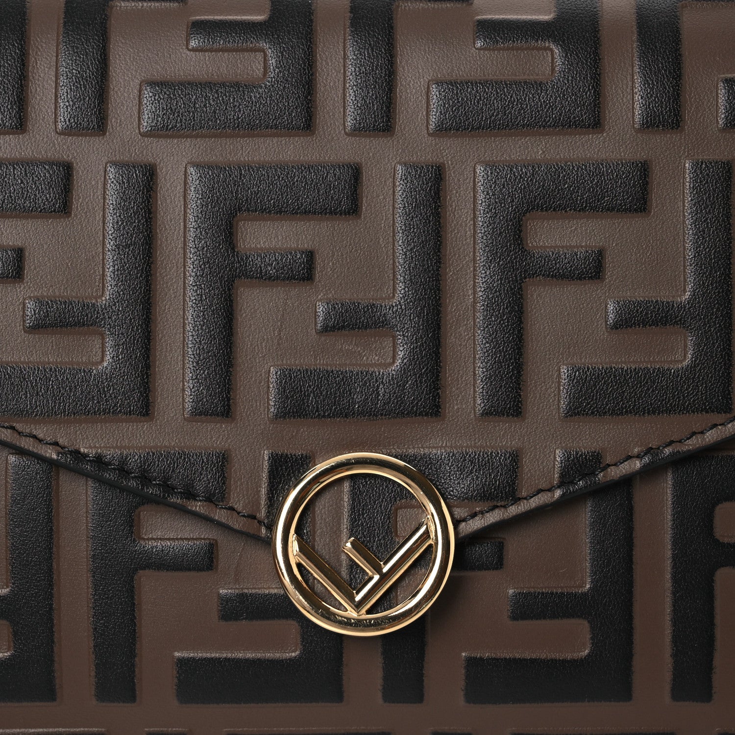 Fendi Vitello Soft F is Fendi Bi-Color FF 1974 Embossed Envelope Wallet On Chain with Pouches Maya Black 10 of 16