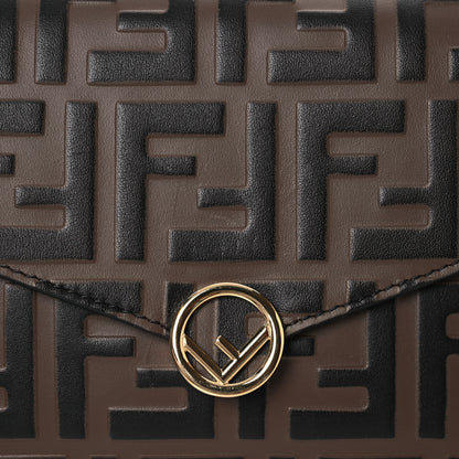 Fendi Vitello Soft F is Fendi Bi-Color FF 1974 Embossed Envelope Wallet On Chain with Pouches Maya Black 10 of 16