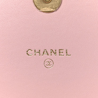 Chanel Lambskin Quilted CC Pearl Enamel Clutch on Chain WOC Light Pink 7 of 13