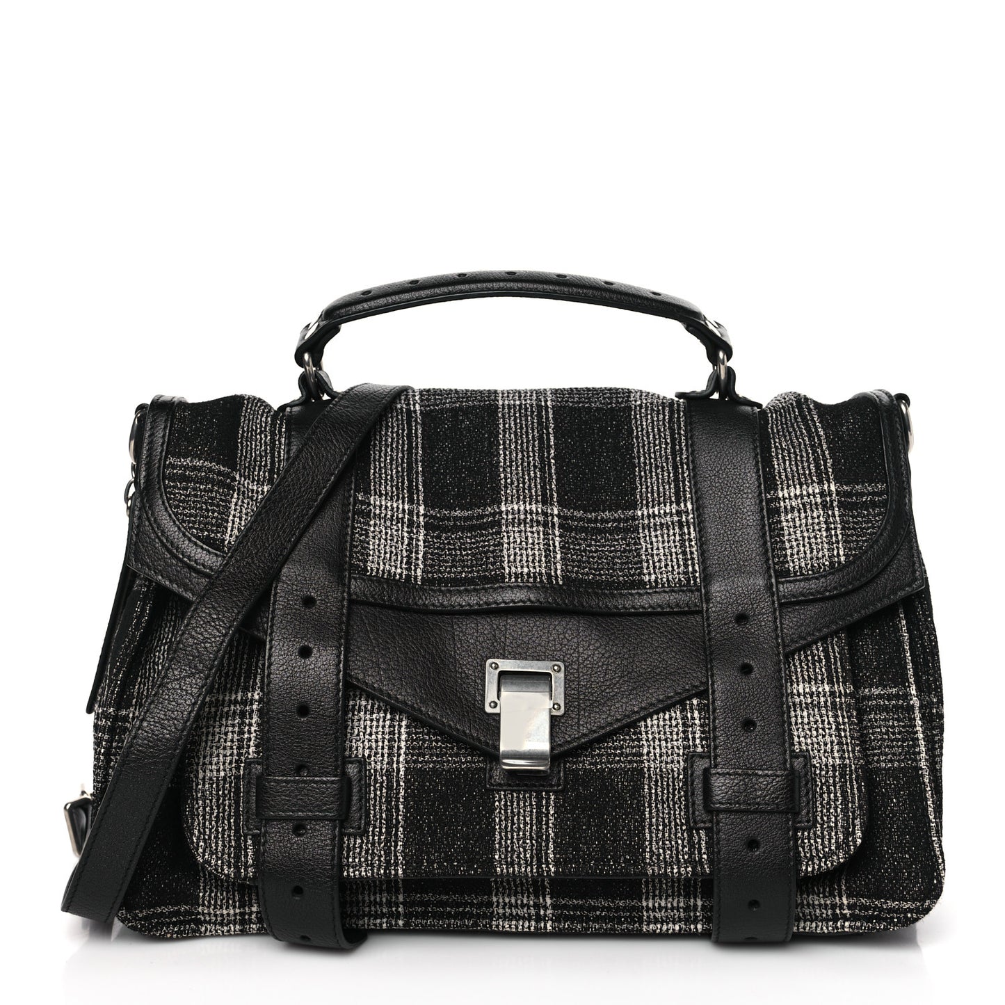 Tweed Medium PS1 Satchel Black White