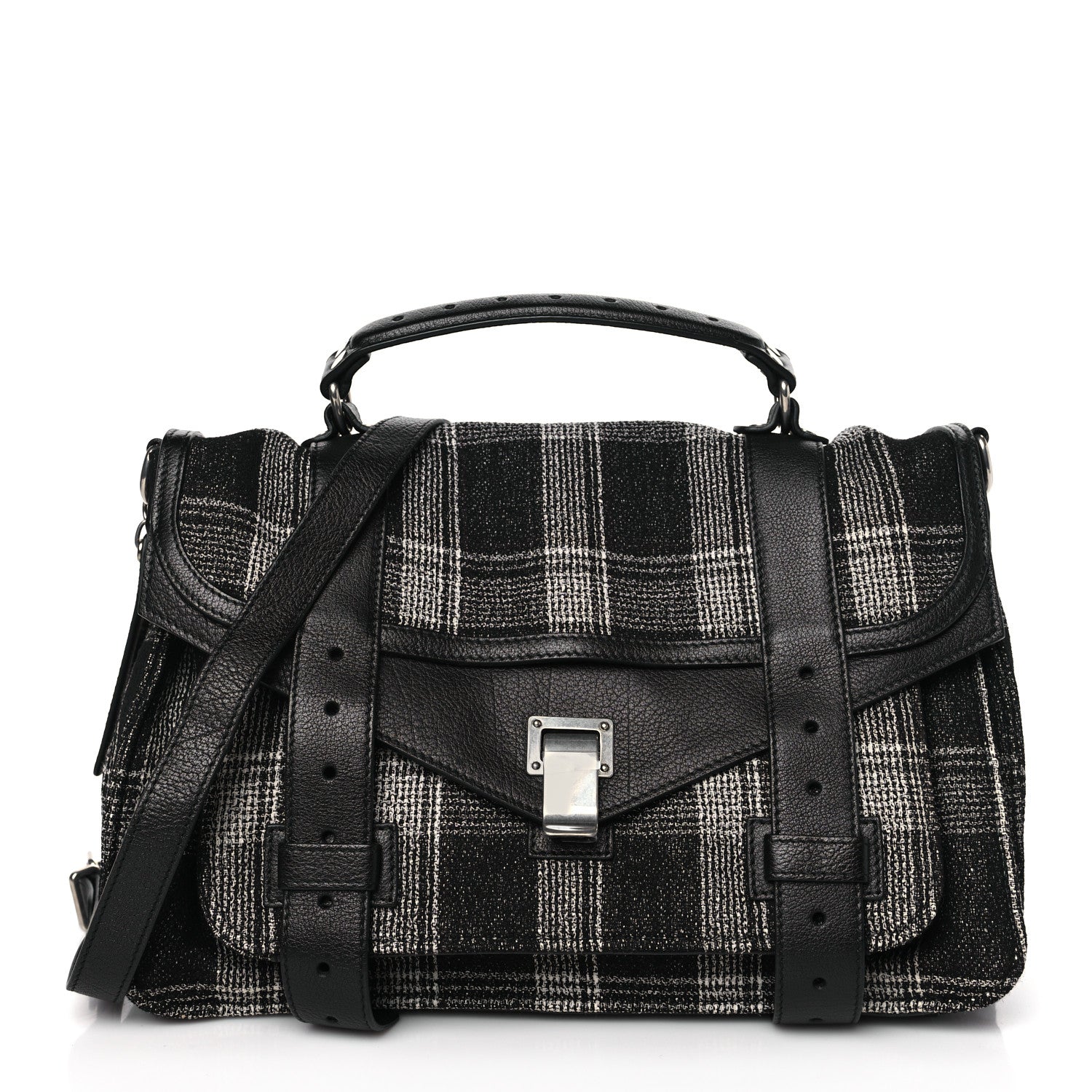 Proenza Schouler Tweed Medium PS1 Satchel Black White 1 of 8