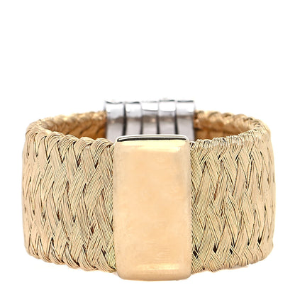 Roberto Coin 18K Yellow White Gold Diamond Wide Silk Mesh Ring 53 6.25 3 of 4