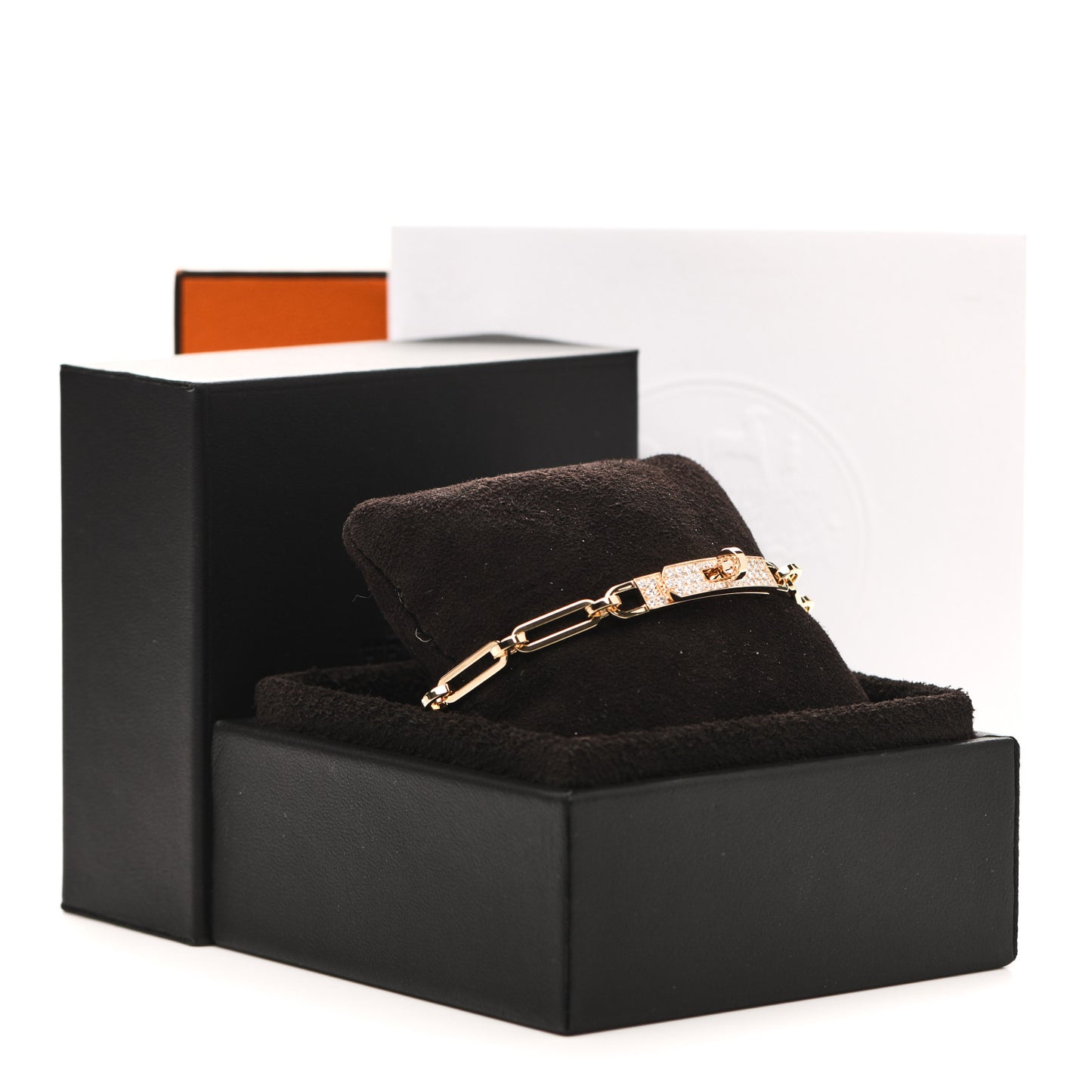 18K Yellow Gold Diamond Pave PM Kelly Chaine Bracelet ST