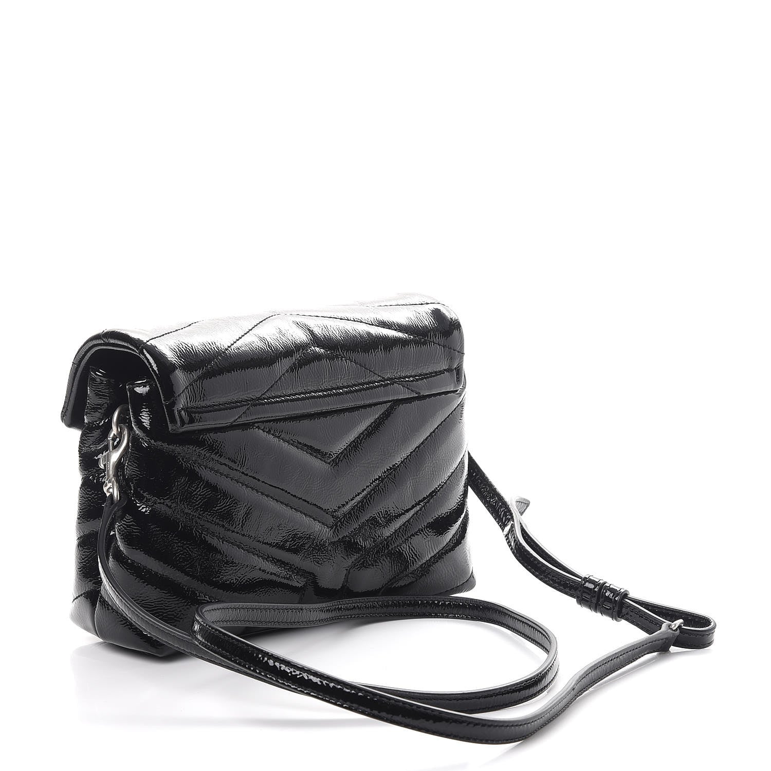 Saint Laurent Patent Y Quilted Monogram Toy Loulou Crossbody Bag Black 3 of 8