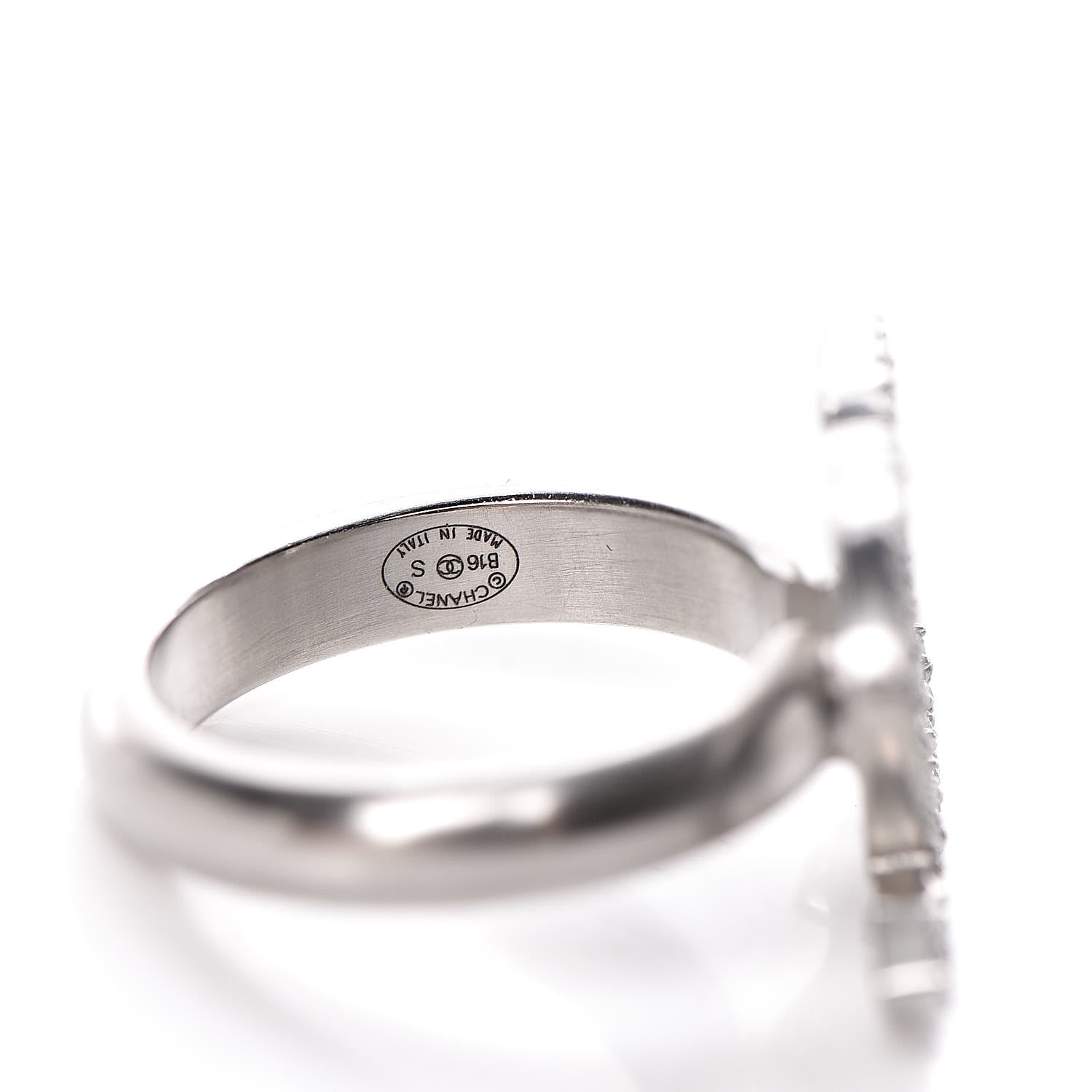 Chanel Crystal CC Ring 5.75 Silver 4 of 4