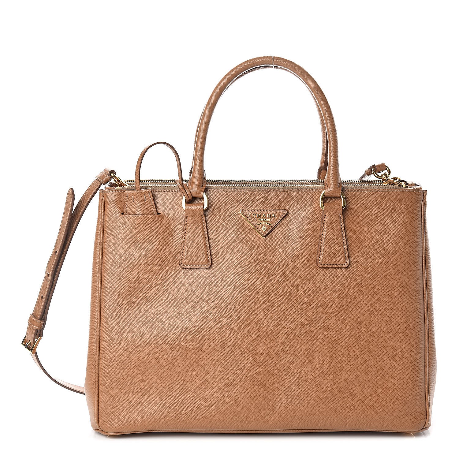 Prada Saffiano Medium Galleria Double Zip Tote Caramel 1 of 11