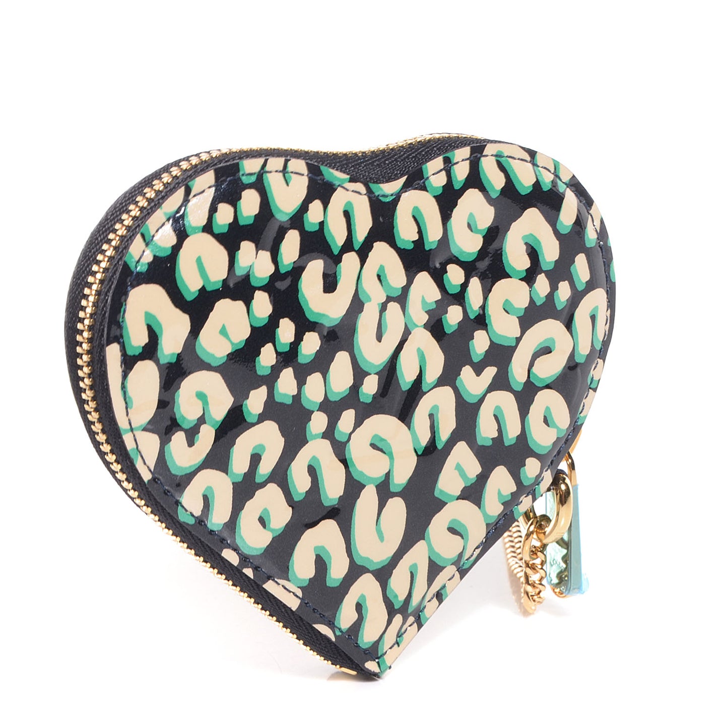 Vernis Leopard Coeur Heart Coin Purse Blue Infini