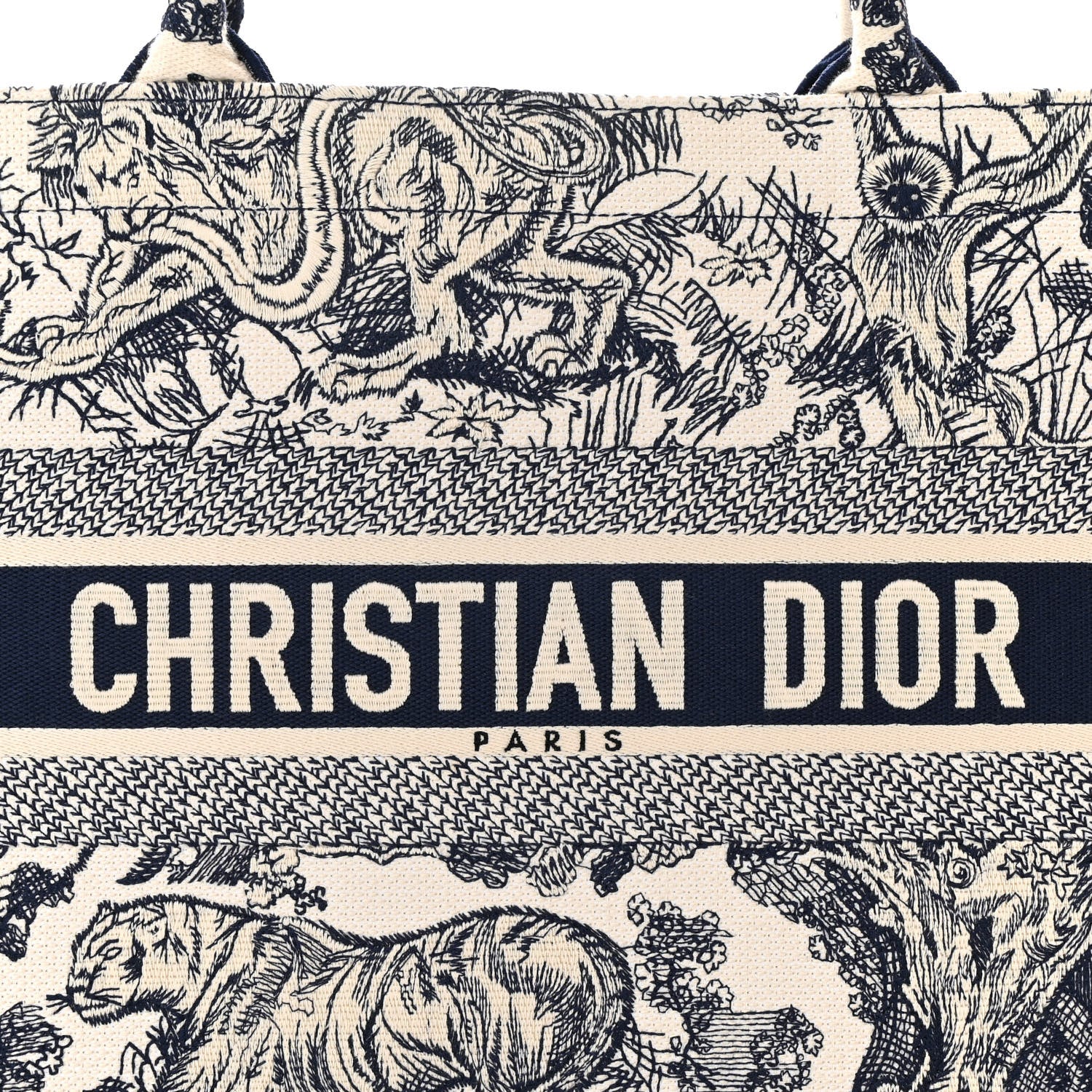 Christian Dior Canvas Embroidered Medium Dioriviera Toile De Jouy Book Tote Blue 8 of 10