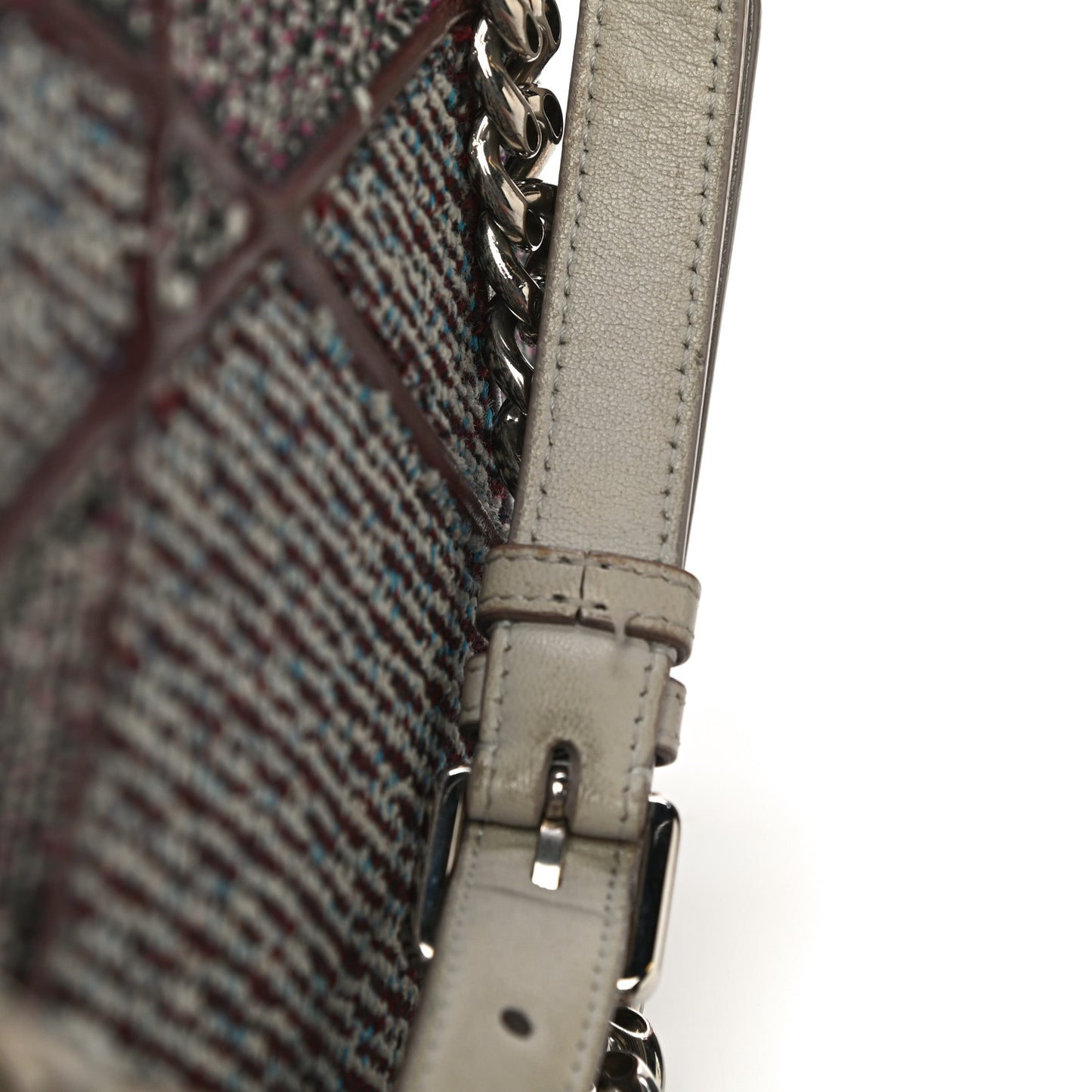 Tweed Calfskin Medium Diorama Flap Bag Burgundy Multicolor