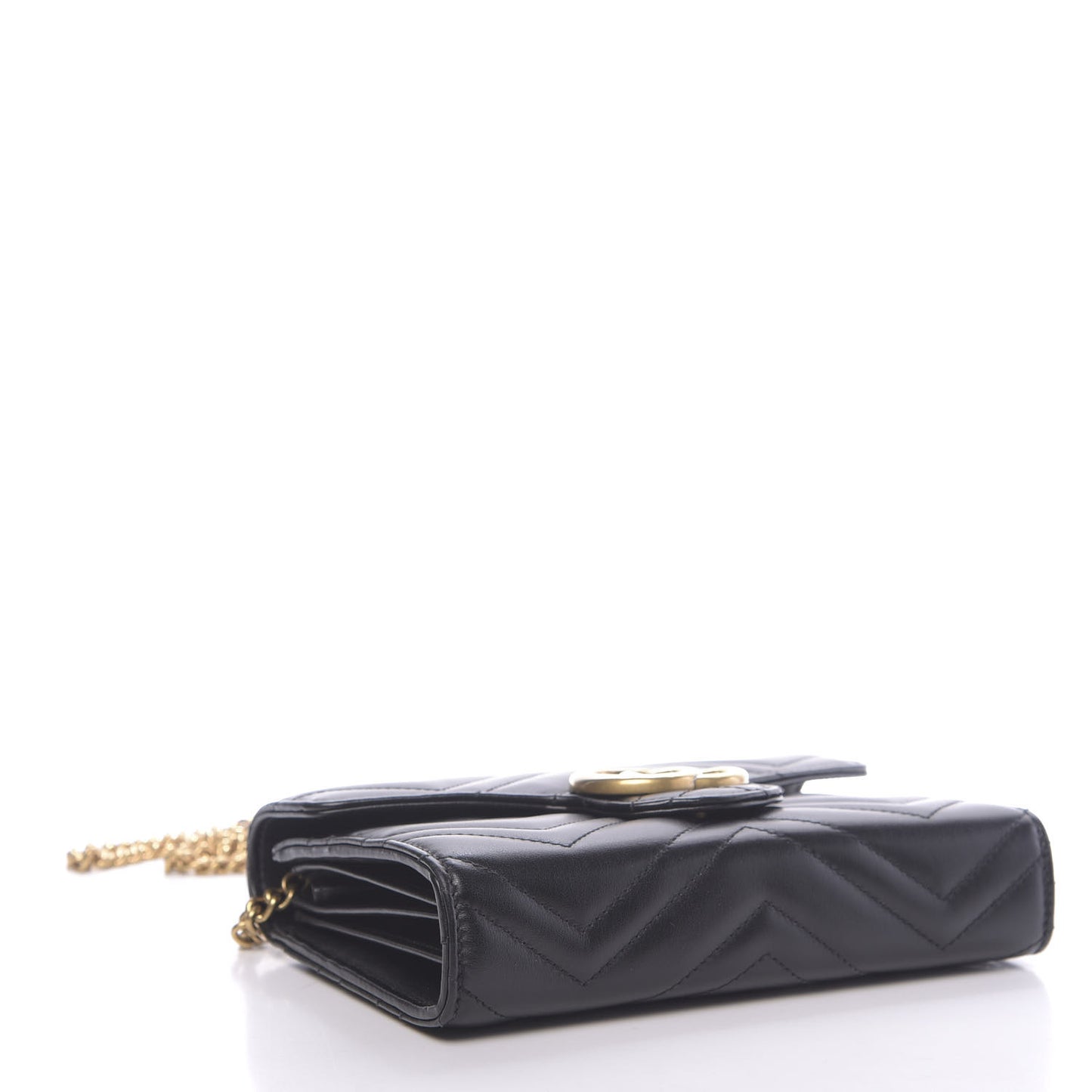 Calfskin Matelasse GG Marmont Chain Wallet Black
