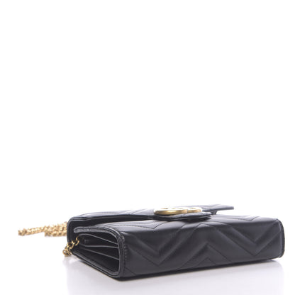 Gucci Calfskin Matelasse GG Marmont Chain Wallet Black 4 of 15