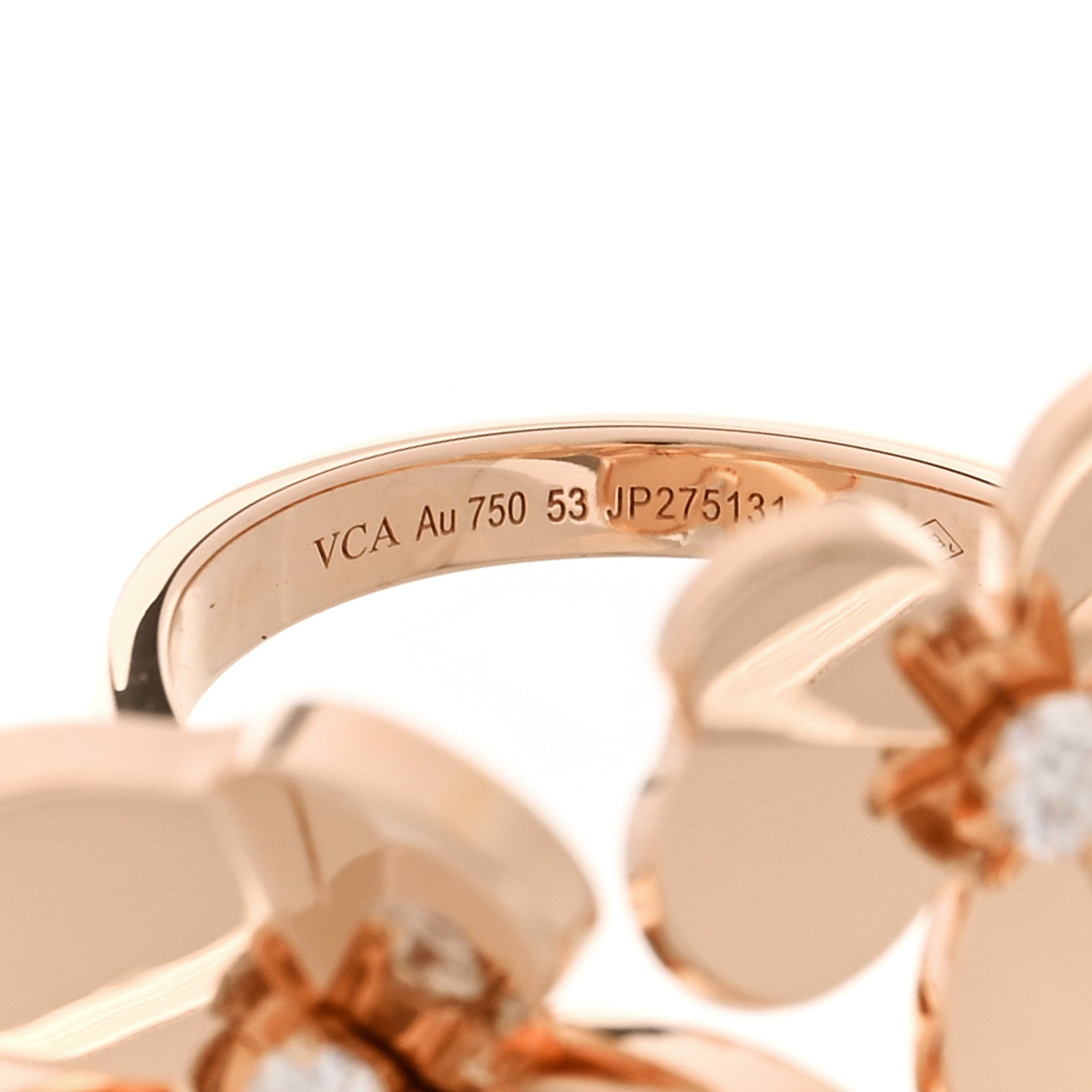 Van Cleef & Arpels 18K Rose Gold Diamond Frivole Between The Finger Ring 53 6.5 4 of 5